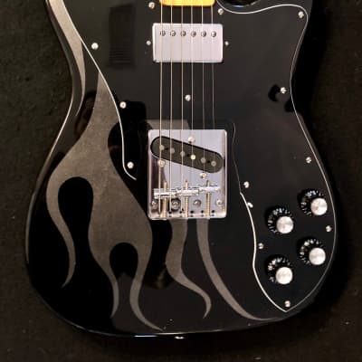 Sparrow Twangmaster Pro Kustom Black Gloss w/Metallic Silver Flames HS Tele Style Guitar for sale