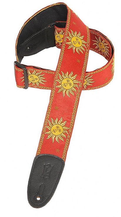 Levys MPJG 2 inch Jacquard Weave Guitar Strap with Sun Pattern Red Sun image 1