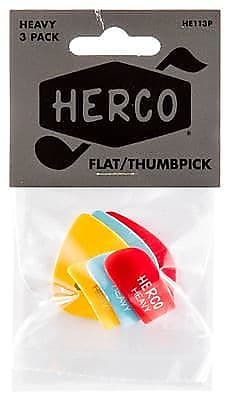 Herco Flat Thumbpick Guitar Picks HE113P Heavy 3 Picks image 1