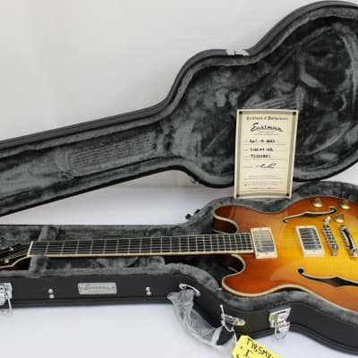 Eastman T185MX Thinline Archtop Electric Guitar, Goldburst image 13