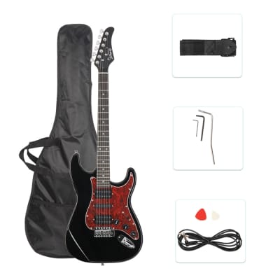 Glarry GST Electric Guitar HSH Pickup Rosewood Fingerboard Black for sale