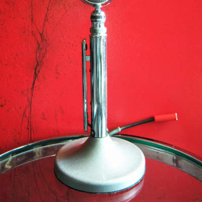 Vintage 1950's Astatic T-3 crystal "bullet" microphone High Z harp mic  w Astatic desk stand DISPLAY image 1