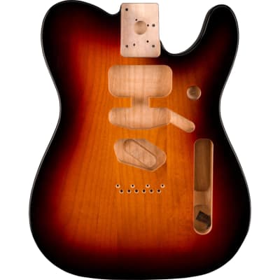Genuine Fender Deluxe Series Telecaster SSH Alder Body Modern Bridge Mount, 3-Color Sunburst