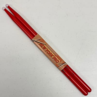 RED Pair of 5A Nylon Tip New York Pro Color Drumsticks image 3