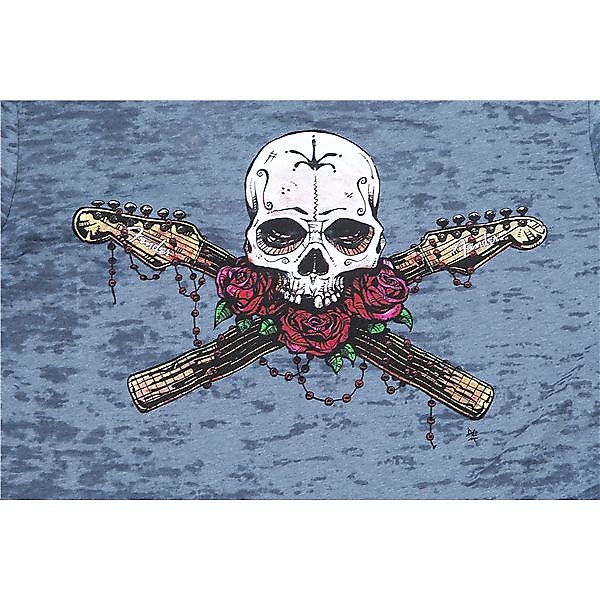 Fender David Lozeau Skull and Roses T-Shirt, Gray, S 2016 image 1
