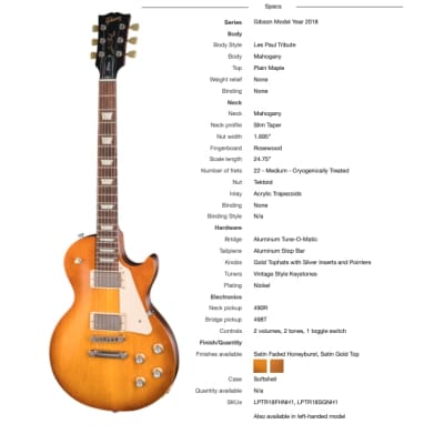 Upgraded Gibson Les Paul Tribute Honeyburst 8.7lbs with Gator HSC image 20