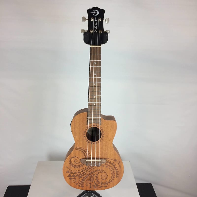 Luna Tattoo Mahogany Acoustic Electric Ukulele w/ Bag Natural