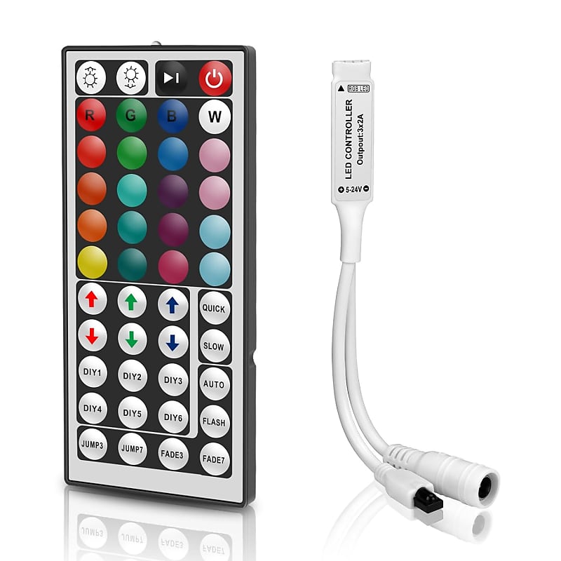 RGB Controller with 44-Key Wireless IR Remote for RGB LED Light Strips 12V  24V