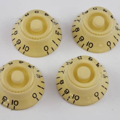 Cream Top Hat Bell Knobs fits USA Gibson guitars with 24 spline CTS Pots