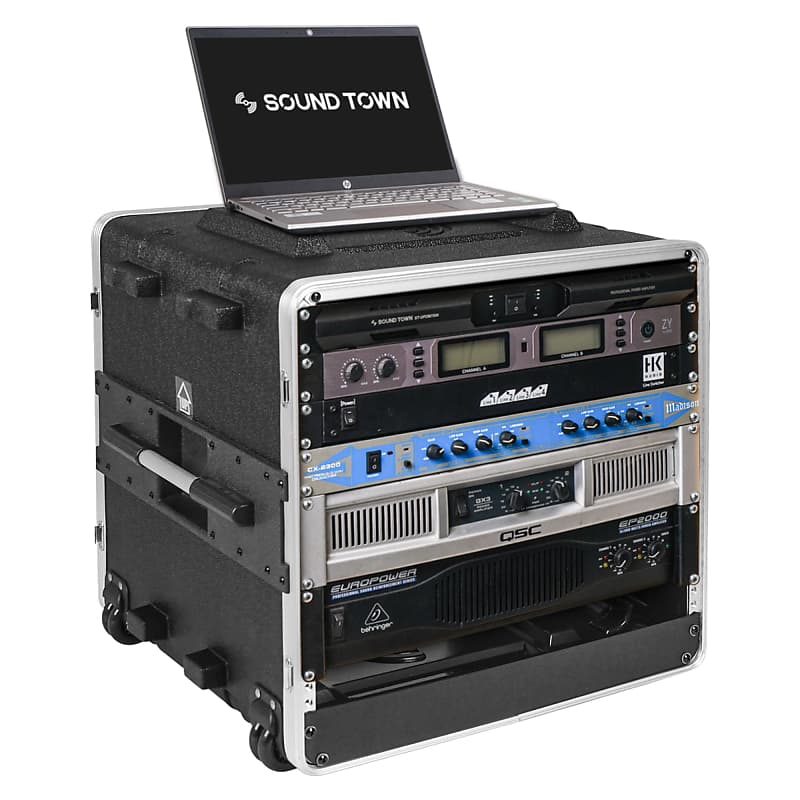 STRC-A10UT | Lightweight and Compact 10U PA/DJ ABS Road Case w/ 9U Rack Space, 19” Depth, Retractable Handle, Wheels, Heavy-Duty Latches image 1