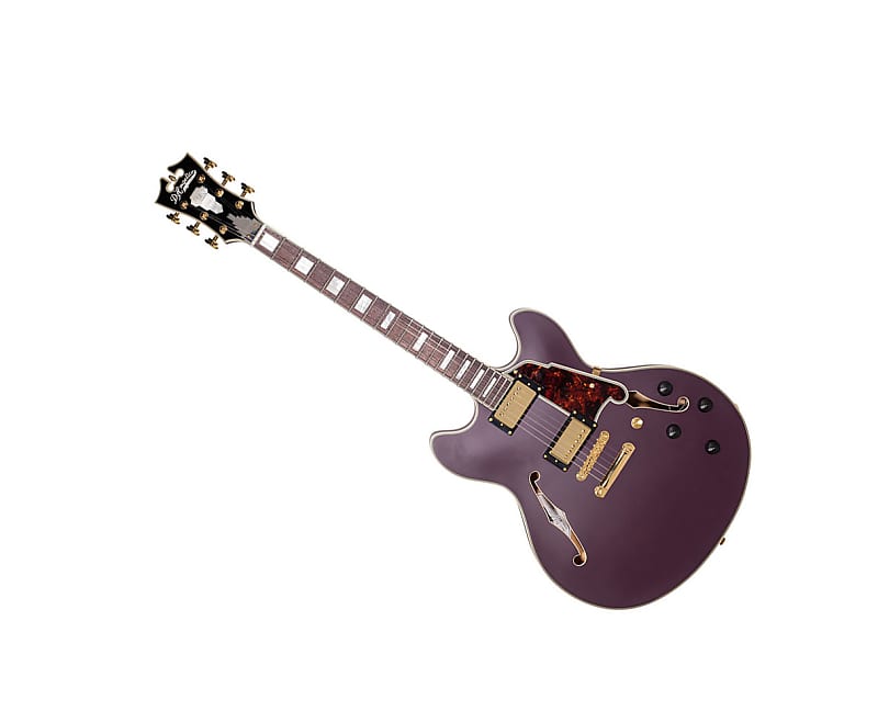 D'angelico Deluxe DC w/ Stop-bar Tailpiece Left-Handed - Matte Plum B Stock image 1