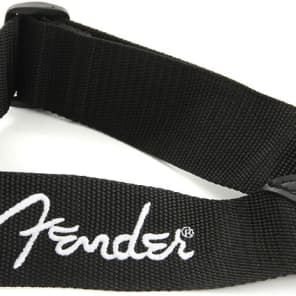 Fender 2" Polyester Logo Strap - Black with White Logo image 4