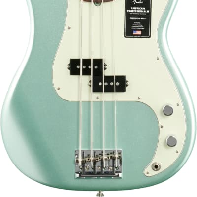 Fender American Pro II Precision Electric Bass, Rosewood Fingerboard (with Case), Mystic Surf Green image 2