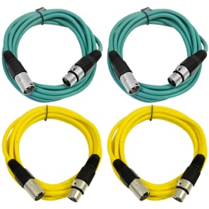 Seismic Audio SAXLX-6-2GREEN2YELLOW XLR Male to XLR Female Patch Cables - 6' (4-Pack)