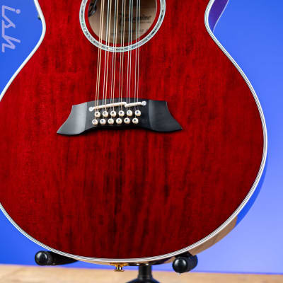 Takamine Thinline TSP158C-12 12-String Acoustic-Electric Guitar See-Through Red image 4