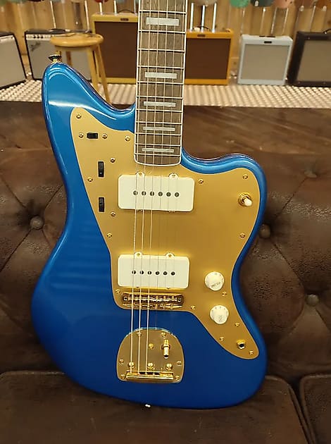 Squier 40th Anniversary Jazzmaster, Gold Edition, Laurel, Gold Anodized  Pickguard Lake Placid Blue