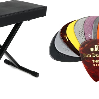 On-Stage KT7800+ Deluxe X-Style Bench  Bundle with Dunlop PVP101 Guitar Pick Variety Pack - Light/Medium image 1