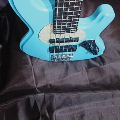 PeaceQ Custom 5 strings 24 frets bass 2023 - Bright blue image 7