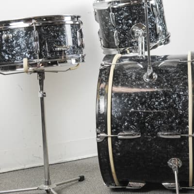 1970s Beverley Black Diamond Pearl Drum Set image 6