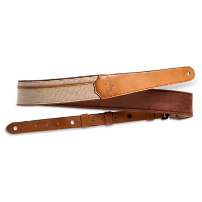 Taylor 4203-25 Vegan Leather 2.5 in. Guitar Strap - Tan with Natural Textile for sale