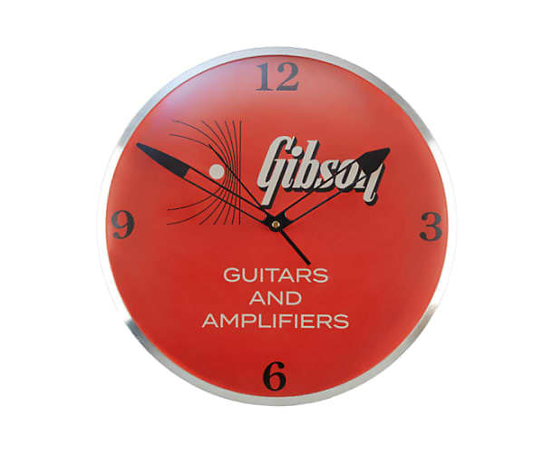 GIBSON VINTAGE LIGHTED WALL CLOCK KALAMAZOO ORANGE Reverb