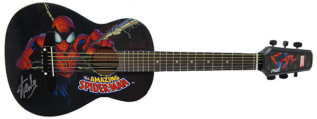 Peavey Marvel Spiderman Graphic 1/2 Size Acoustic Guitar Signed by Stan Lee  with Certificate of Authenticity (Serial ARBCF101072)