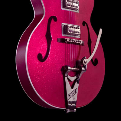 GRETSCH - G6120T-HR Brian Setzer Signature Hot Rod Hollow Body with Bigsby  Rosewood Fingerboard  Magenta Sparkle - 2401206856 image 7