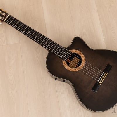 1993 Kazuo Yairi CE-1 TBK Cutaway Classical Acoustic Electric Guitar Trans Black w/ Case image 13