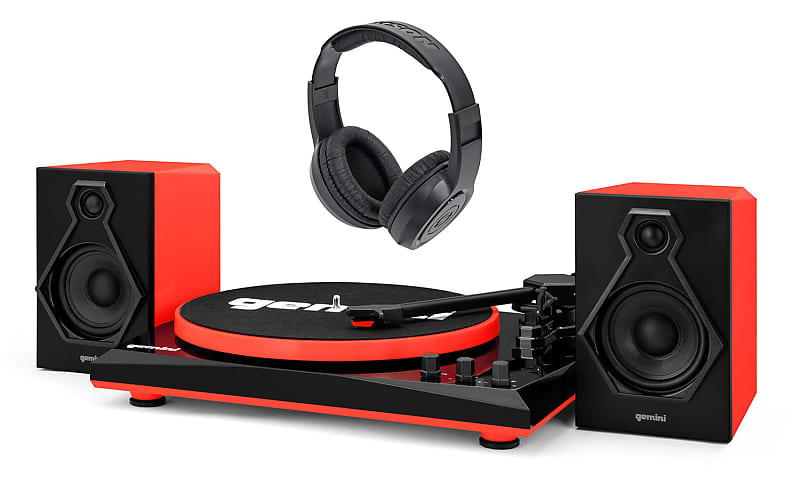 Gemini TT-900BR Vinyl Record Player Turntable+Dual Bluetooth Speakers+Headphones image 1