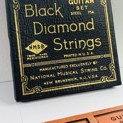 Vintage 1940s 1950s Black Diamond Strings Guitar Set Steel 754