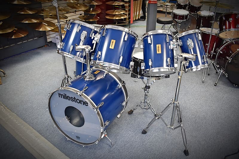 Rare Milestone drums 1984 Dark blue 8 pieces drum set awesome Reverb