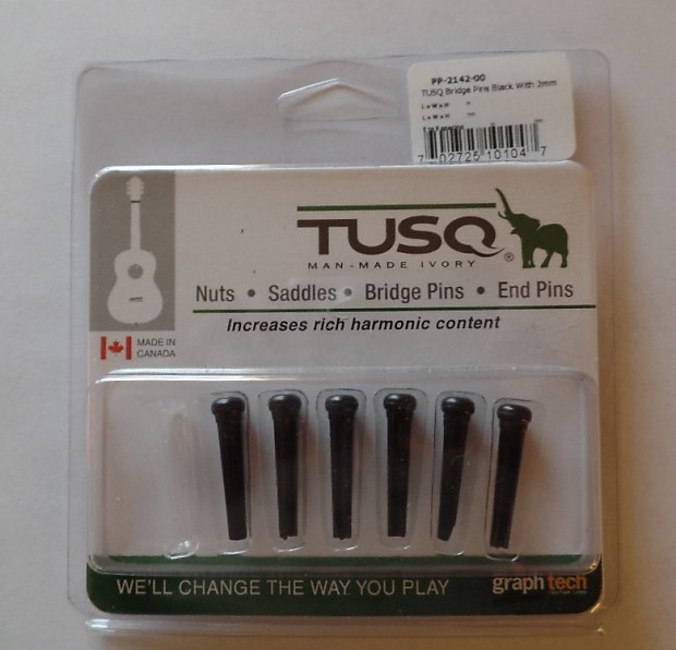 Graph Tech Tusq Bridge Pins - Traditional Style - Black  with MOP dots image 1