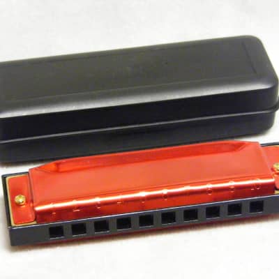 "Simply Red" Deluxe 10 Hole Diatonic Harmonica with Case - Key Of C image 1