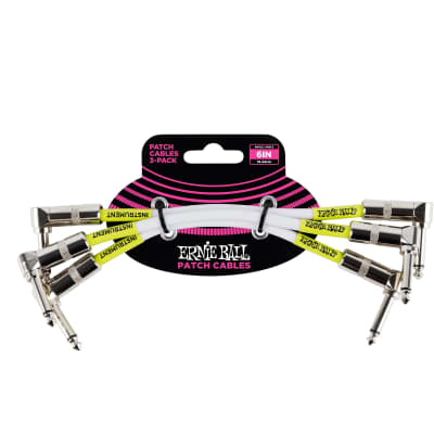 Ernie Ball 6" Angle / Angle Patch Cable 3-Pack - White image 1