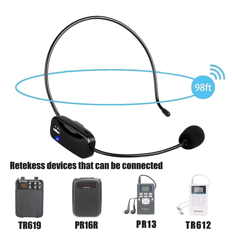 Wireless Microphone System Headset Mic/Stand Mic/Lavalier Lapel Mic with  Rechargeable Bodypack Transmitter & Receiver 1/4 Output for iPhone, PA  Speaker, DSLR Camera, Recording, Teaching, Church, Vlog 