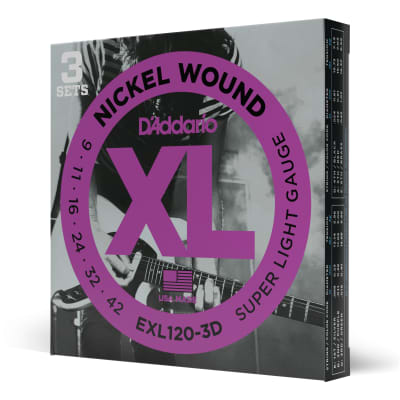 D'Addario XL Nickel Wound Electric Strings, Super Light, 9-42, EXL120 (3 Sets) image 4