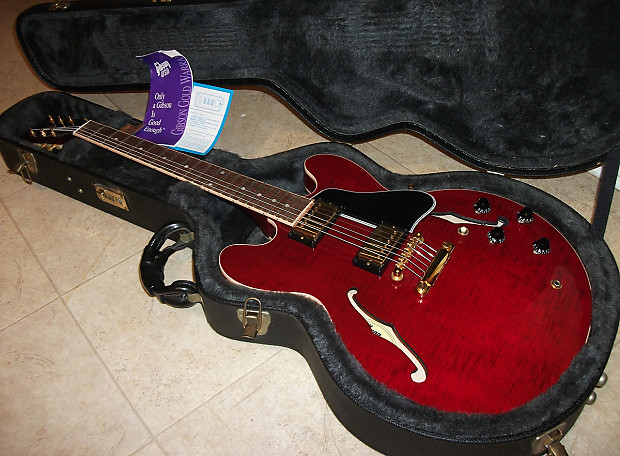 2003 Gibson ESDT ES 335 Custom Shop Dot Reissue Dark Cherry SUPER FLAME Gold Hardware RARE