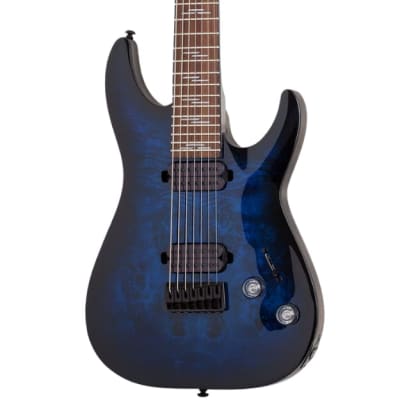 Schecter Omen Elite-7 7-String Electric Guitar (See Thru Blue Burst) (Hollywood,CA) for sale