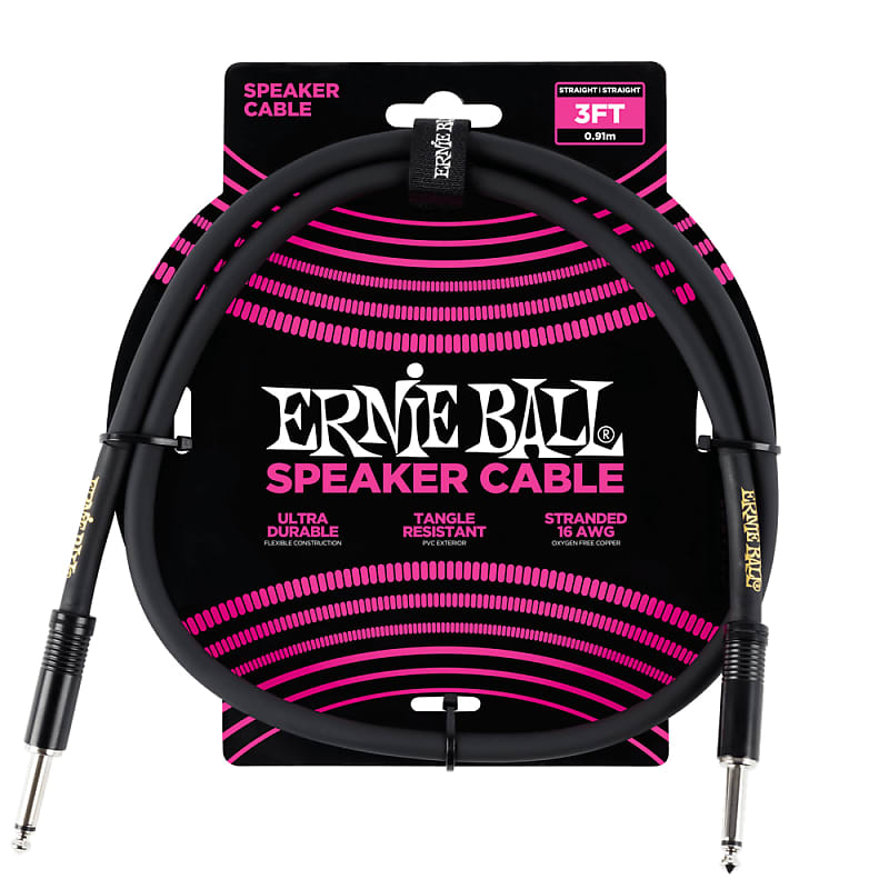Ernie Ball P06071 Classic Speaker Cable Straight/Straight 3ft - Black image 1