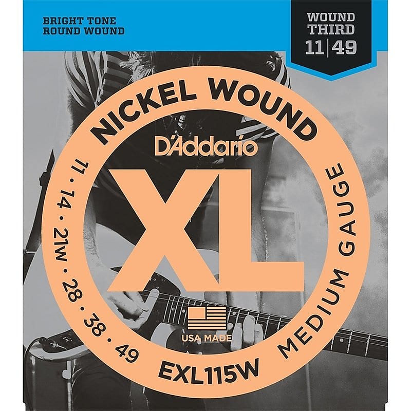 D'Addario EXL115W Nickel Wound Jazz Medium Electric Guitar Strings with Wound 3rd image 1