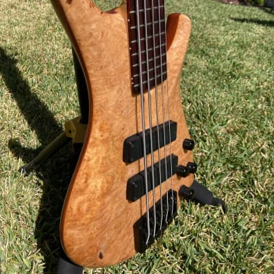Roscoe LG 3005 Maple Burl top - Cedar Body - Excellent Condition USED Bass - 8.5 pounds - SN 5998 image 9