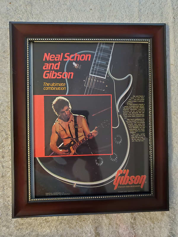 1985 Gibson Guitars Color promotional Ad Framed Nead Schon Journey Les Paul Custom Original image 1