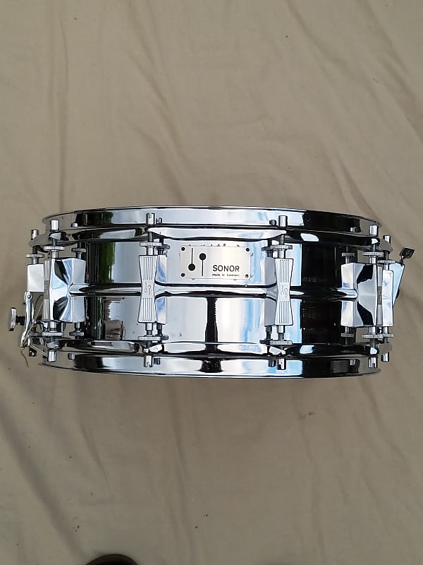 Vintage 70s SONOR D-555 Ferro manganese Steel Snare Drum. 5x14 Seamless  Shell, All 20 Lock Nuts Rare