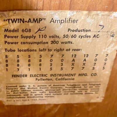 Fender Vintage 1962 Twin-Amp  6G8 80 watt 2 x 12"  Original Oxford 12" Speakers (re-coned) image 14