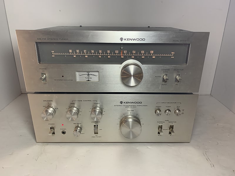 1977 Kenwood KA-3500 KT-5300 Silver Face vintage stereo integrated  amplifier and tuner set