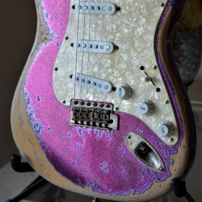 Fender American Stratocaster Magenta Sparkle Heavy Relic Custom Shop Texas Specials image 2