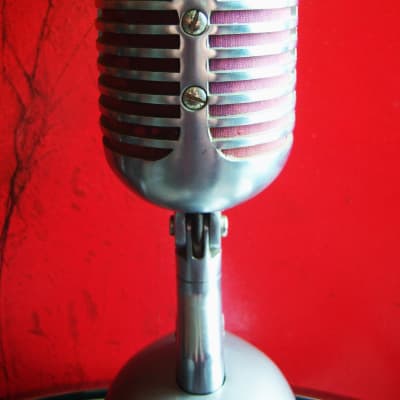 Vinatge 1940's Shure 55 dynamic microphone satin chrome w S-36 desk stand Elvis # 9 image 10
