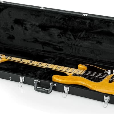 Hard Shell Wood Case for Electric Bass Guitars | Fits Fender Precision & Jazz Bass | Durable Plywood with Plush Interior image 1