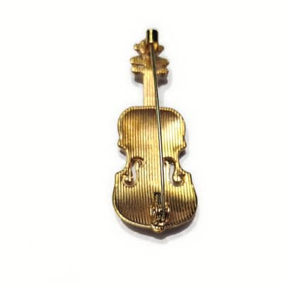 Golden Violin Rhinestone Viola Cello Brooch Pendant Pin - Show Passion & Fashion for the Art & Music Lifestyle - Performance image 5
