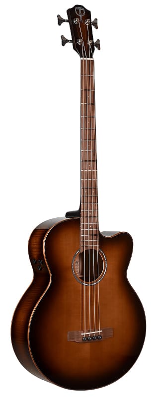 Teton STB130FMGHBCENT Acoustic bass, solid spruce top, flamed maple back/sides, cutaway, Fishman Flex electronics, golden honey burst gloss finish image 1